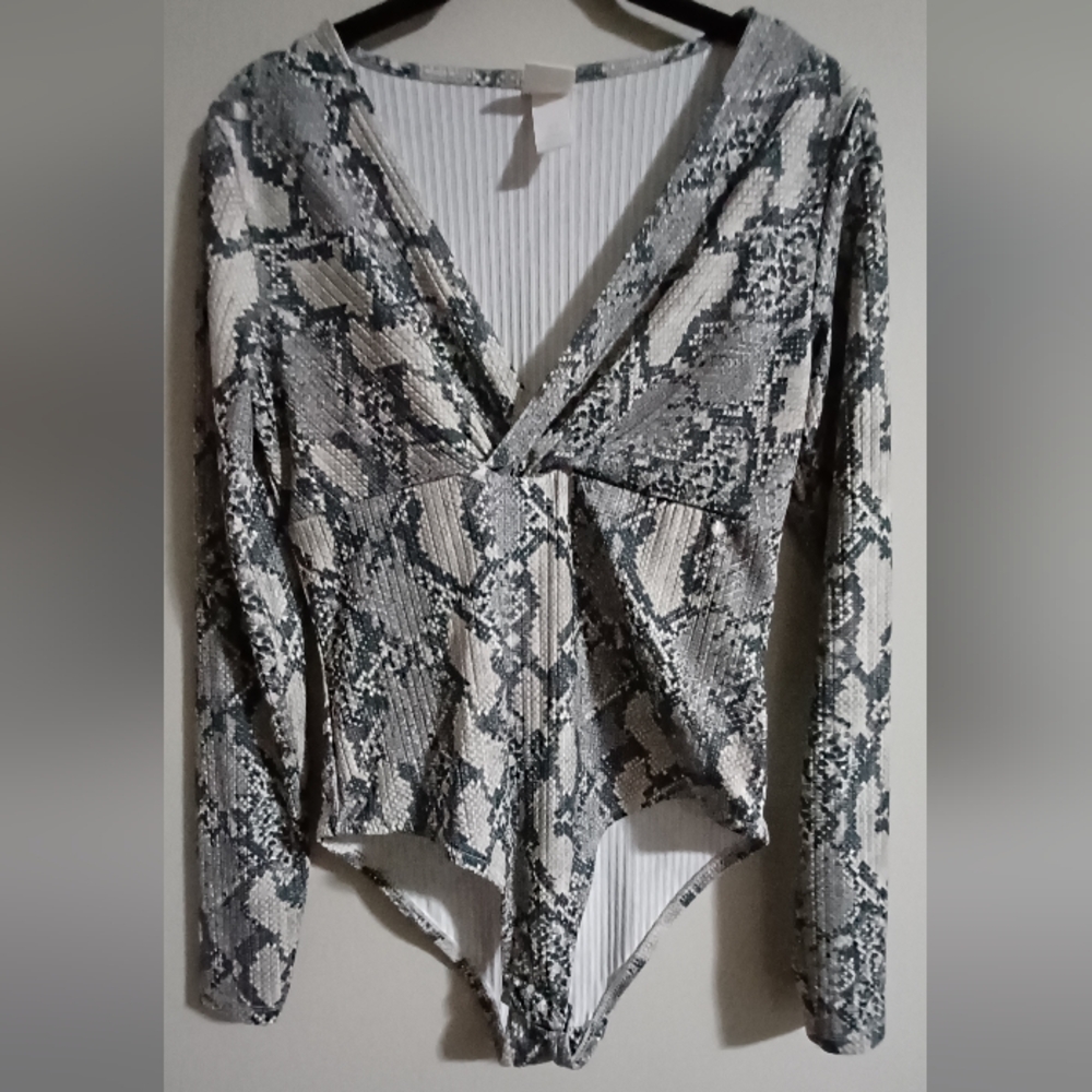 H&M Monochrome Snakeskin Bodysuit
